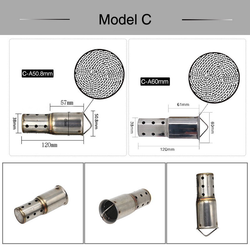 ZS MOTOS 51mm 60mm ulazni ispušni lonac motocikla Podesivi DB ubojiti prigušivač Eliminator buke Prednji katalizator