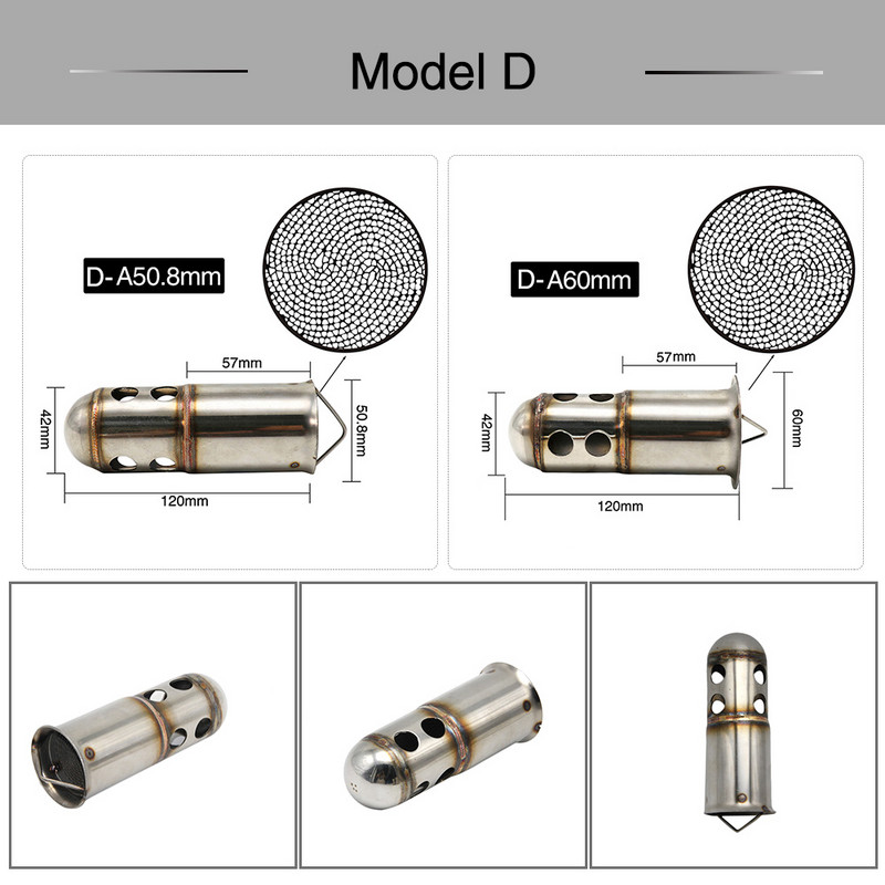 ZS MOTOS 51mm 60mm ulazni ispušni lonac motocikla Podesivi DB ubojiti prigušivač Eliminator buke Prednji katalizator