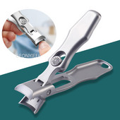 Dispozitiv de tăiat unghii portabil ultra ascuțit Dispozitiv de tăiat unghii cu deschidere lată a fălcilor din oțel, anti stropire, tăietor de unghii, manichiură