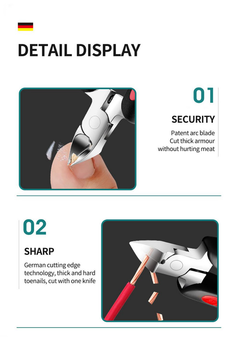 1 buc tăietoare de unghii pentru degete de la picioare, corectare a unghiilor, unghii groase, unghii încarnate, tăietoare pentru piele moartă, pentru îndepărtarea murdăriei, instrument de îngrijire pentru pedichiură