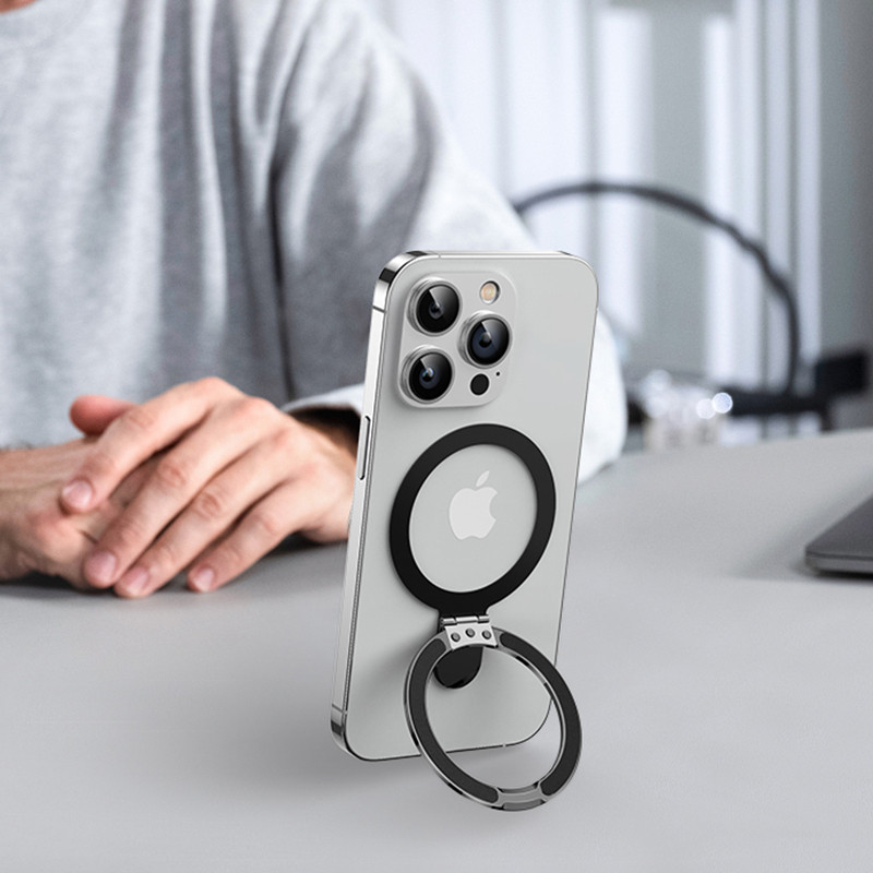 Držač za prsten za mobilni telefon, držač za prste, postolje, kompatibilan s iPhone uređajima, bežično punjenje