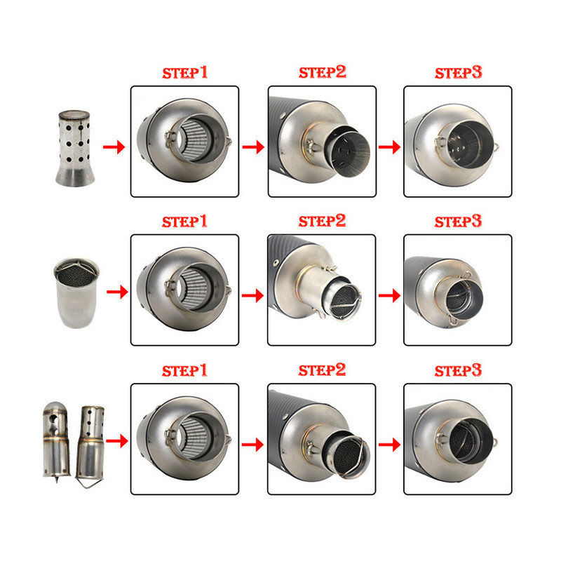 Ulazni ispušni prigušivač motocikla od nehrđajućeg čelika 51 mm 60 mm Podesivi DB ubojiti prigušivač Eliminator buke Prednji katalizator