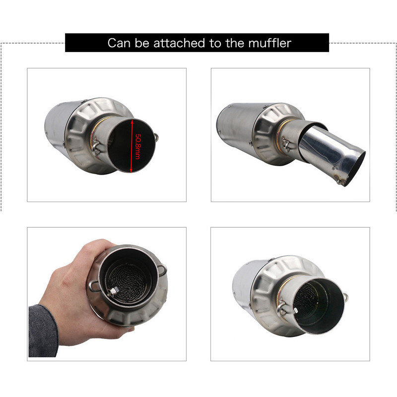Ulazni ispušni prigušivač motocikla od nehrđajućeg čelika 51 mm 60 mm Podesivi DB ubojiti prigušivač Eliminator buke Prednji katalizator
