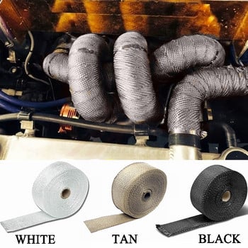 Ρολό 15M 10M 5M Titanium/Black Exxhaust Heat Wrap Roll for Motocycle Fiberglass Heat Shield Tape with Stainless Ties Δωρεάν αποστολή