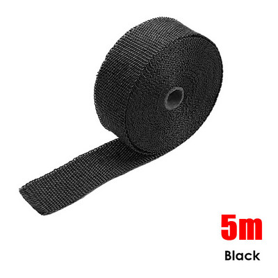 Ρολό 15M 10M 5M Titanium/Black Exxhaust Heat Wrap Roll for Motocycle Fiberglass Heat Shield Tape with Stainless Ties Δωρεάν αποστολή