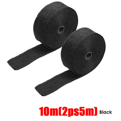 Ρολό 15M 10M 5M Titanium/Black Exxhaust Heat Wrap Roll for Motocycle Fiberglass Heat Shield Tape with Stainless Ties Δωρεάν αποστολή