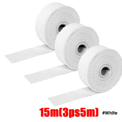 Ρολό 15M 10M 5M Titanium/Black Exxhaust Heat Wrap Roll for Motocycle Fiberglass Heat Shield Tape with Stainless Ties Δωρεάν αποστολή