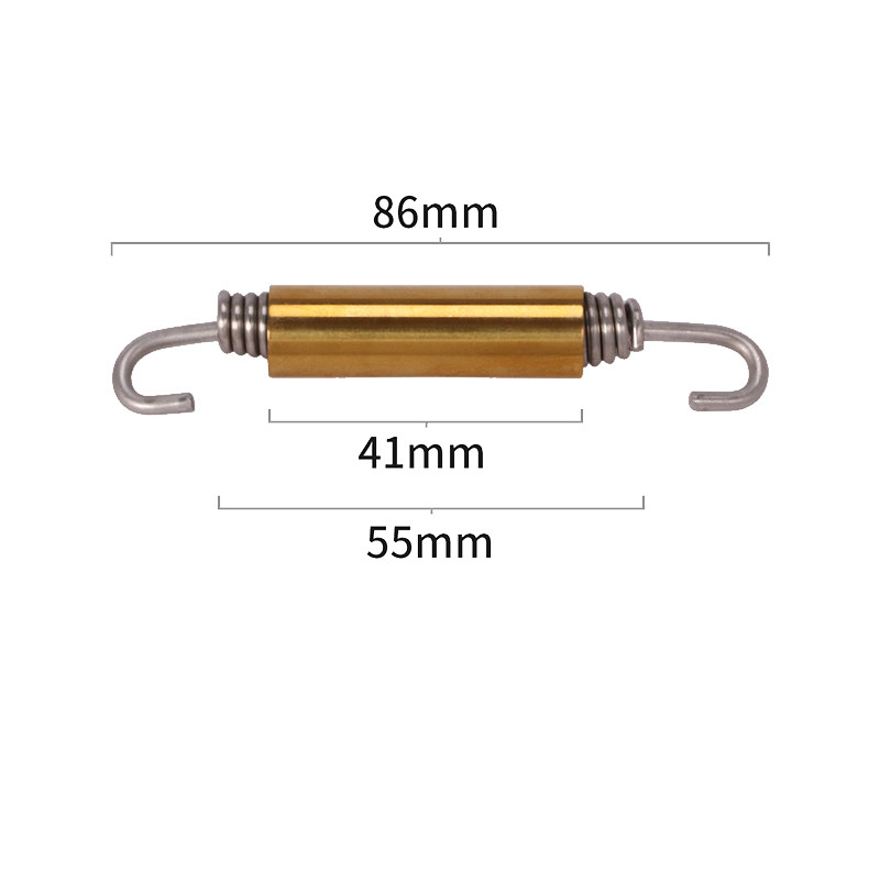 2KOM Univerzalni ispušni sustav motocikla, elastične opružne kuke od nehrđajućeg čelika, prigušivač, središnja karika cijevi, rotirajuća produljena debela opruga