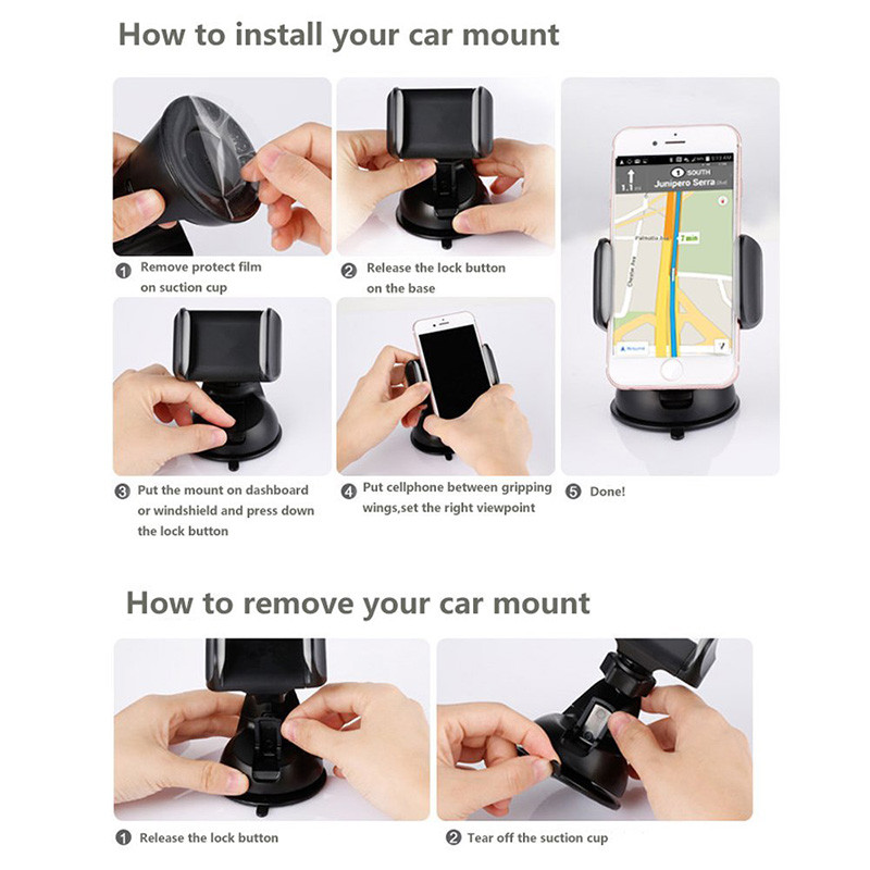 Universalus 360 besisukantis mobiliojo telefono stovas priekiniame stikle, ant stalo tvirtinamas automobilinio telefono laikiklis, skirtas iPhone išmaniajam telefonui palaikyti mobilųjį