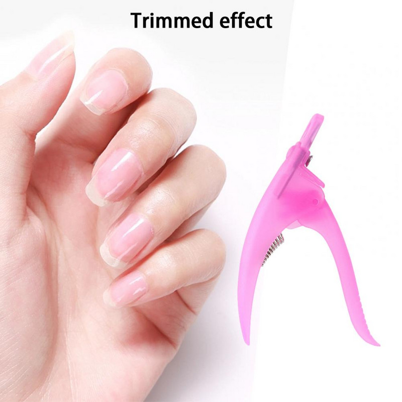 Mugav kunstküünelõikur, libisemisvastane käepide, reguleeritav võltsküünekäärid terava teraga U-tüüpi küüneotste trimmer salongitarbed