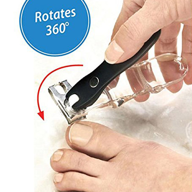Dispozitiv de tăiat unghii din oțel inoxidabil Mâner pentru tăietor rotativ de unghii 360° Trimmer Îngrijire pedichiură Dispozitiv de tăiat unghii Materiale profesionale pentru unghii
