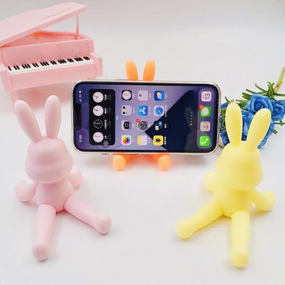 Creative Rabbit mobilo tālruņu turētāji plastmasas konfekšu krāsu karikatūra Rabbit mobilā tālruņa statīva galda turētājs automašīnas turētājs