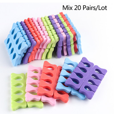 10/20 Pairs Rozā mīksts sūklis pirkstu pirkstu atdalītājs nagu mākslas praksei manikīram pedikīram sadalītāja turētājs gēls UV lakas instrumenti putas