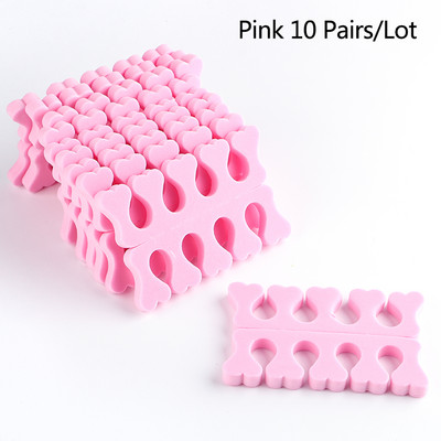10/20 Pairs Rozā mīksts sūklis pirkstu pirkstu atdalītājs nagu mākslas praksei manikīram pedikīram sadalītāja turētājs gēls UV lakas instrumenti putas