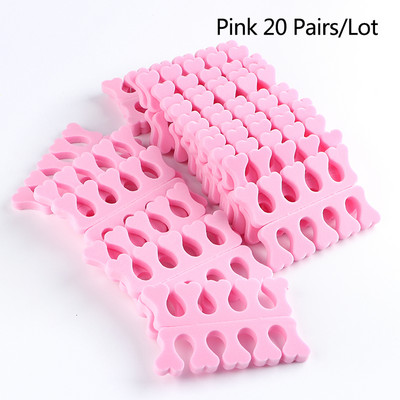 10/20 Pairs Rozā mīksts sūklis pirkstu pirkstu atdalītājs nagu mākslas praksei manikīram pedikīram sadalītāja turētājs gēls UV lakas instrumenti putas