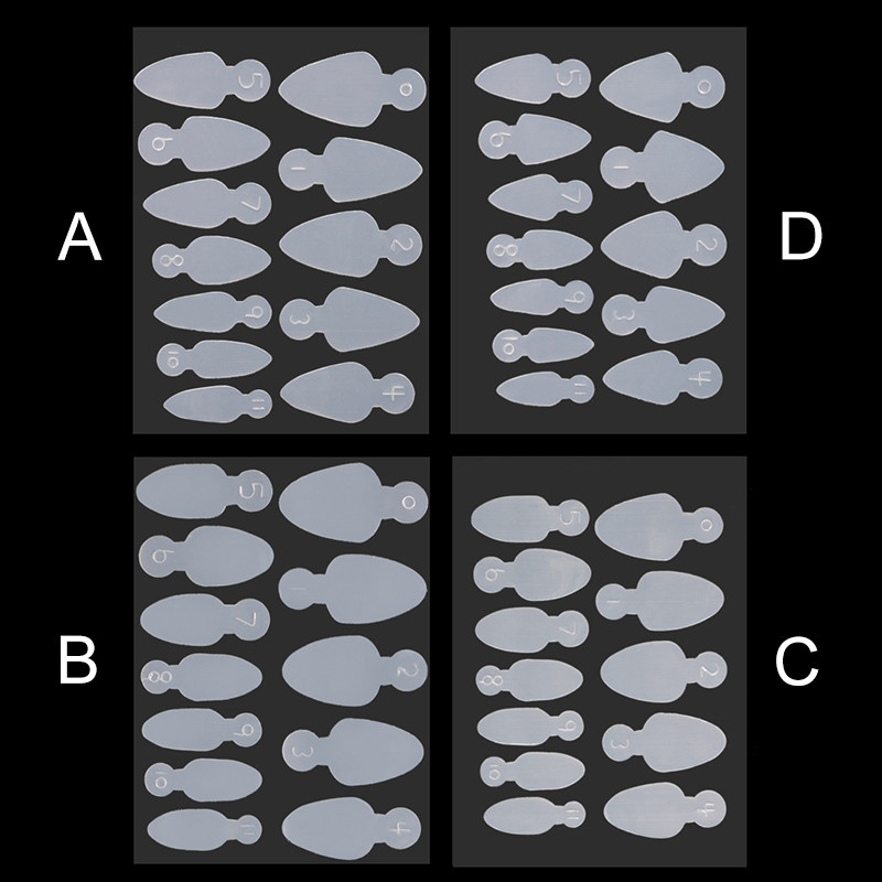 12/24 vnt. nagų formos liejimo formos popierinis dėklas, prailgintas gelio formos prancūziškas nagų pleistras, pagalbinis manikiūro specialus įrankis