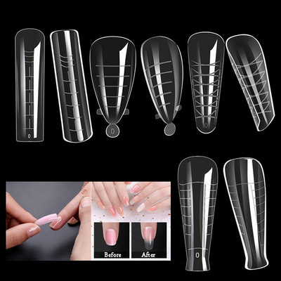 Двойни форми Съвети Бързо изграждаща гел форма Система за нокти Пълно покритие Съвети Форми за удължаване на ноктите Горни форми за изграждане на форма
