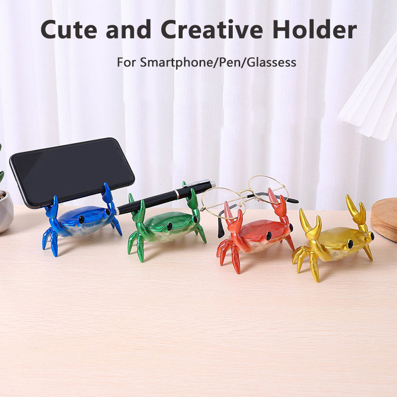 BLUEKAKA Cute Crab Držač za Smartphone Pan Glassess Phone Držač Stolni stalak Kreativni nosač za gledanje filmova uživo