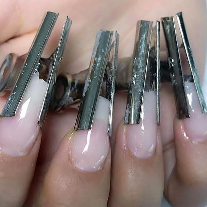 6/12 komada srebrne C zakrivljene kopče za nokte od nehrđajućeg čelika s akrilnim gelom Nail Art savjeti za ekstenzije Stezaljke za francusku manikuru
