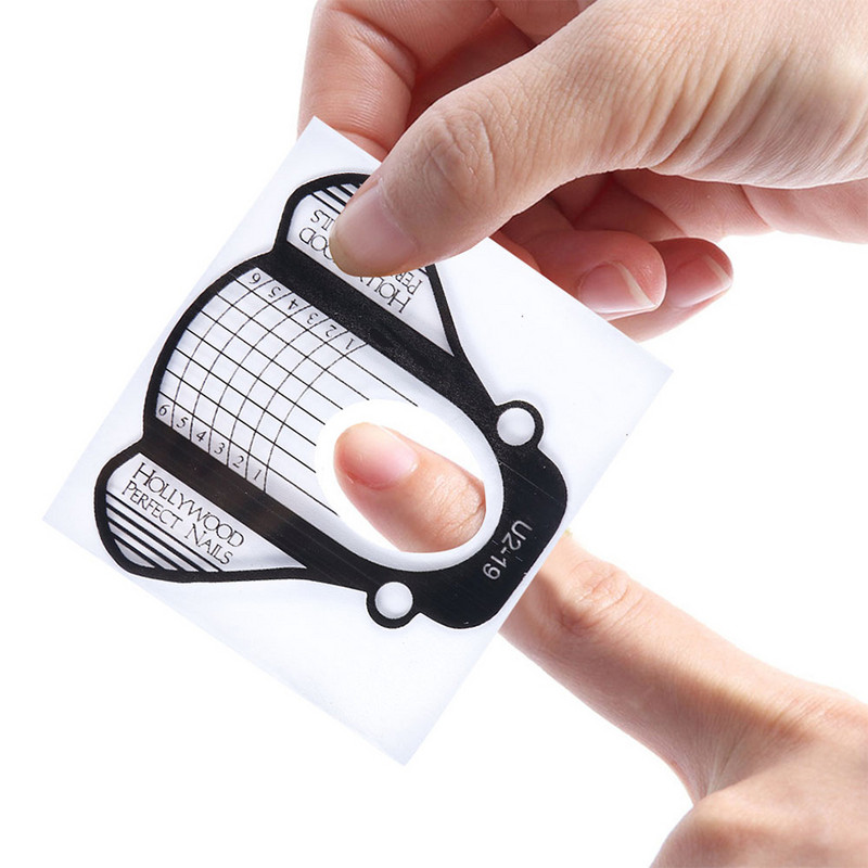 Nagų formos priauginimui UV gelis statybinio popieriaus formelės prancūziškos nagų antgaliai priauginimo trafaretas lipnus manikiūro įrankiai JI#941-24