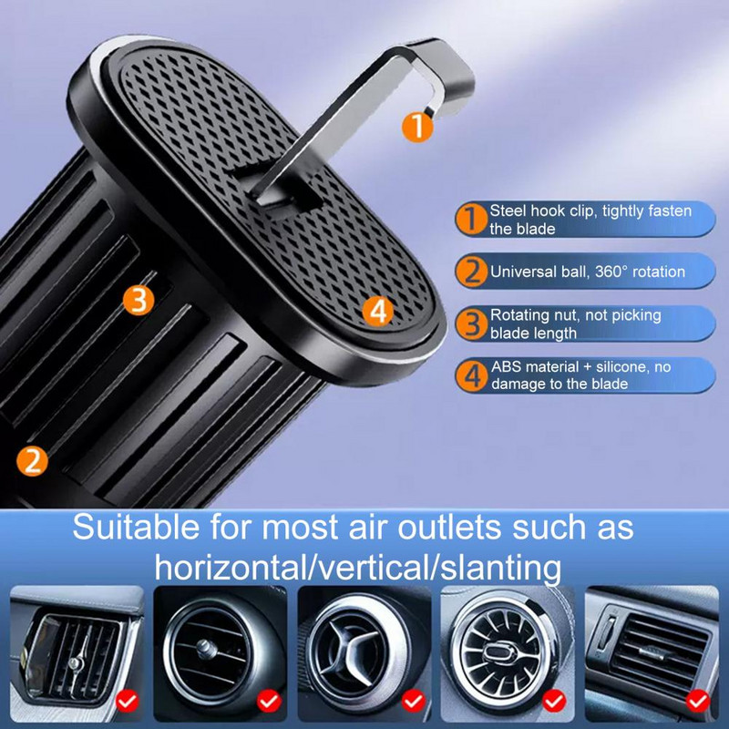 Mobiliųjų telefonų laikikliai 360 laipsnių reguliuojami stovai. Saugiai pritvirtinkite telefoną ant transporto priemonės oro išleidimo angos Tvirtas mobiliojo telefono laikiklis automobilyje