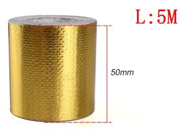 Bandă de evacuare termică aurie 5/9/10M Admisie de aer Izolație termică Scut înveliș Barieră de căldură reflectorizată Motor autoadeziv Universal