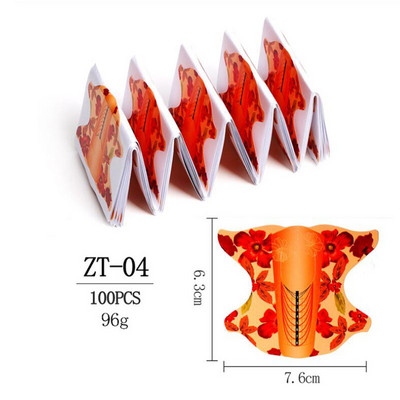 10pcs/100pcs Nail Art Γαλλικό χαρτί UV Gel Tips Extension Builder Form Form Guide Stencil Tool Manicure