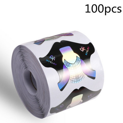 10pcs/100pcs Nail Art Γαλλικό χαρτί UV Gel Tips Extension Builder Form Form Guide Stencil Tool Manicure