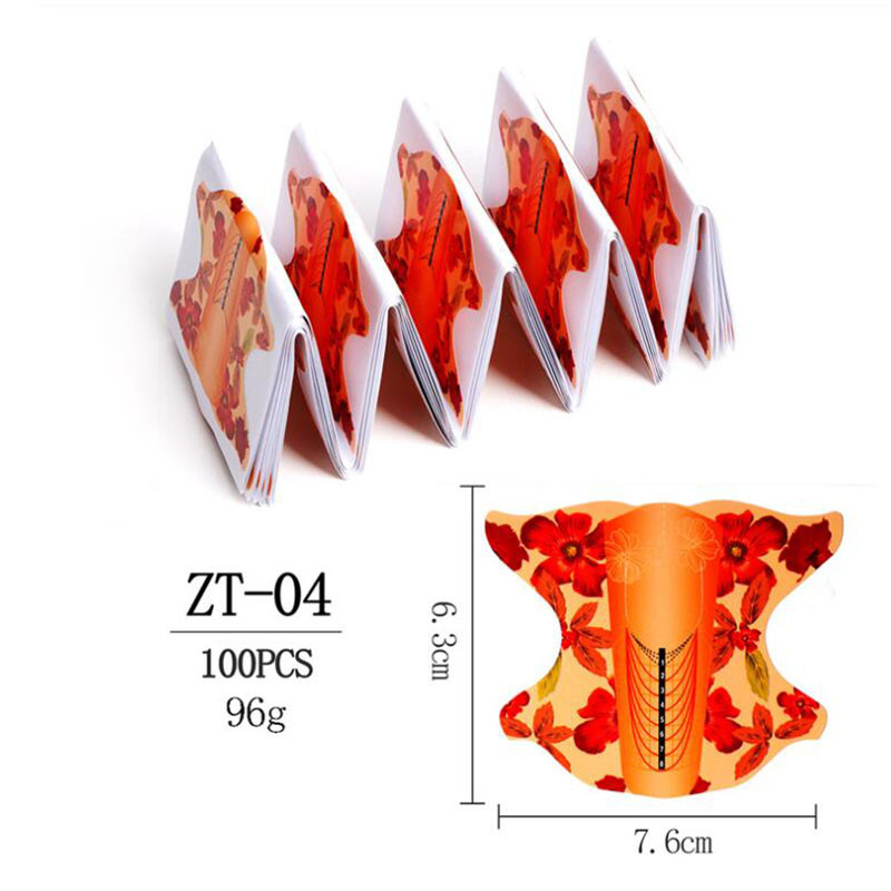 10pcs/100pcs Nail Art Γαλλικό χαρτί UV Gel Tips Extension Builder Form Form Guide Stencil Tool Manicure
