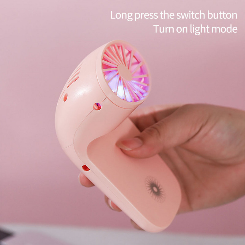 Mini vasaros telefono laikiklio ventiliatoriai USB įkraunamas nešiojamas rankinis aušinimo ventiliatorius, skirtas namų biurui Nutildyti stalinio kompiuterio ventiliatorių su kvėpuojančia šviesa