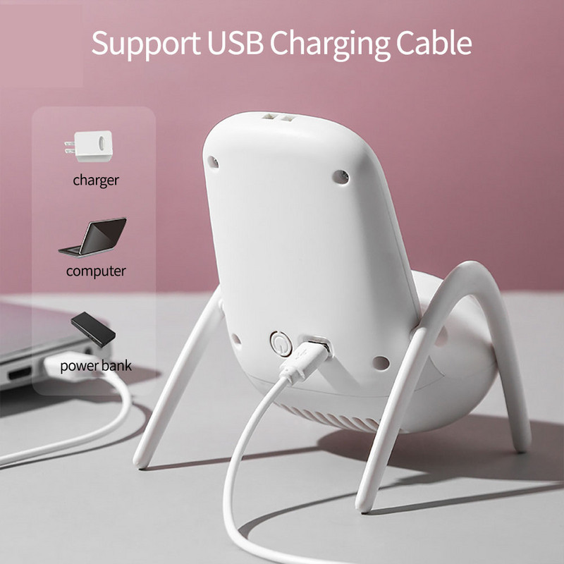 Mini vasaros telefono laikiklio ventiliatoriai USB įkraunamas nešiojamas rankinis aušinimo ventiliatorius, skirtas namų biurui Nutildyti stalinio kompiuterio ventiliatorių su kvėpuojančia šviesa