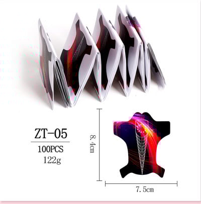 Umjetnički vodič Kalup Šablona za manikuru Akrilni alati Francuski savjeti za oblik noktiju Akrilni UV gel za proširenje Oblik za kovrče Naljepnica za gel za nokte 100 kom.