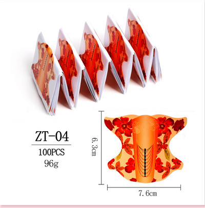 Umjetnički vodič Kalup Šablona za manikuru Akrilni alati Francuski savjeti za oblik noktiju Akrilni UV gel za proširenje Oblik za kovrče Naljepnica za gel za nokte 100 kom.