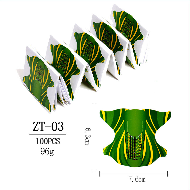 Umjetnički vodič Kalup Šablona za manikuru Akrilni alati Francuski savjeti za oblik noktiju Akrilni UV gel za proširenje Oblik za kovrče Naljepnica za gel za nokte 100 kom.