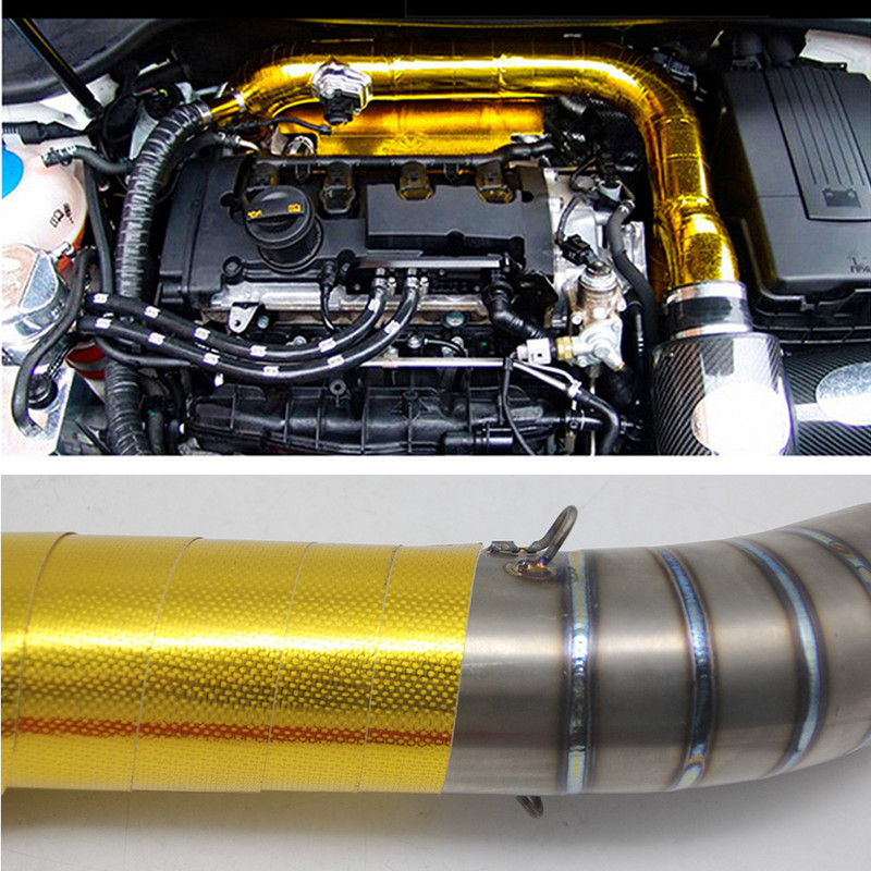 Alconstar- Curea din fibră de sticlă 5M/10M Auto Motocicletă Refit Banda de izolare termică Evacuare Înveliș termic Roll Scut termic