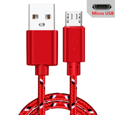 Micro USB kábel 1m/2m/3m adatszinkronizáló USB töltőkábel Samsung Huawei Xiaomi HTC Android telefonhoz Nylon fonott Microusb kábelek