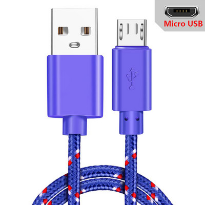 Micro USB kábel 1m/2m/3m adatszinkronizáló USB töltőkábel Samsung Huawei Xiaomi HTC Android telefonhoz Nylon fonott Microusb kábelek