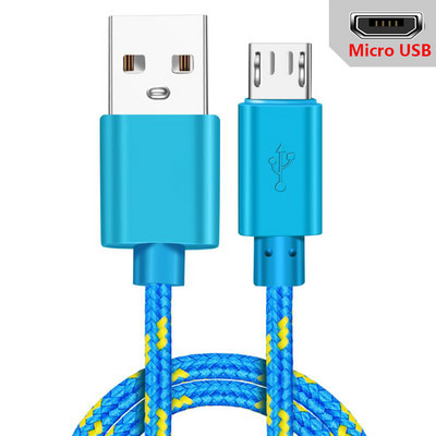 Micro USB kábel 1m/2m/3m adatszinkronizáló USB töltőkábel Samsung Huawei Xiaomi HTC Android telefonhoz Nylon fonott Microusb kábelek