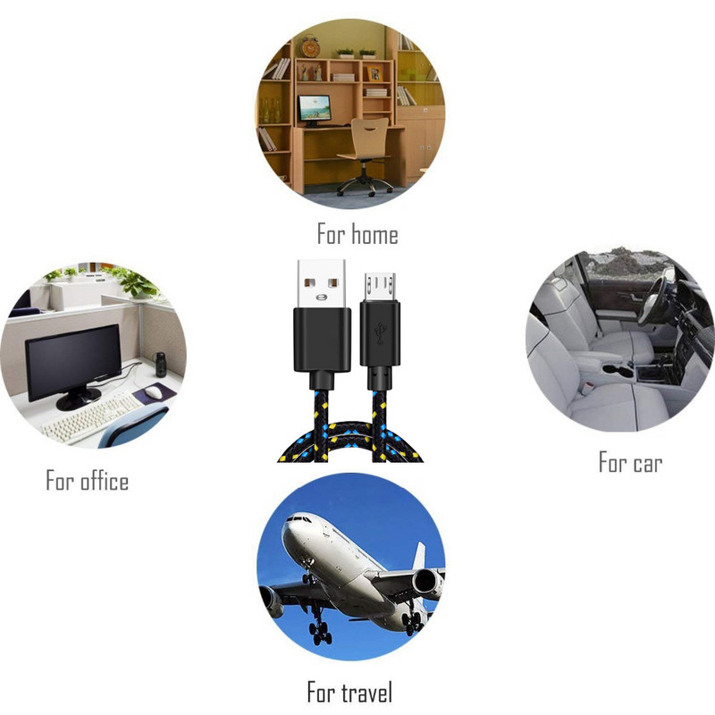 Micro USB kábel 1m/2m/3m adatszinkronizáló USB töltőkábel Samsung Huawei Xiaomi HTC Android telefonhoz Nylon fonott Microusb kábelek