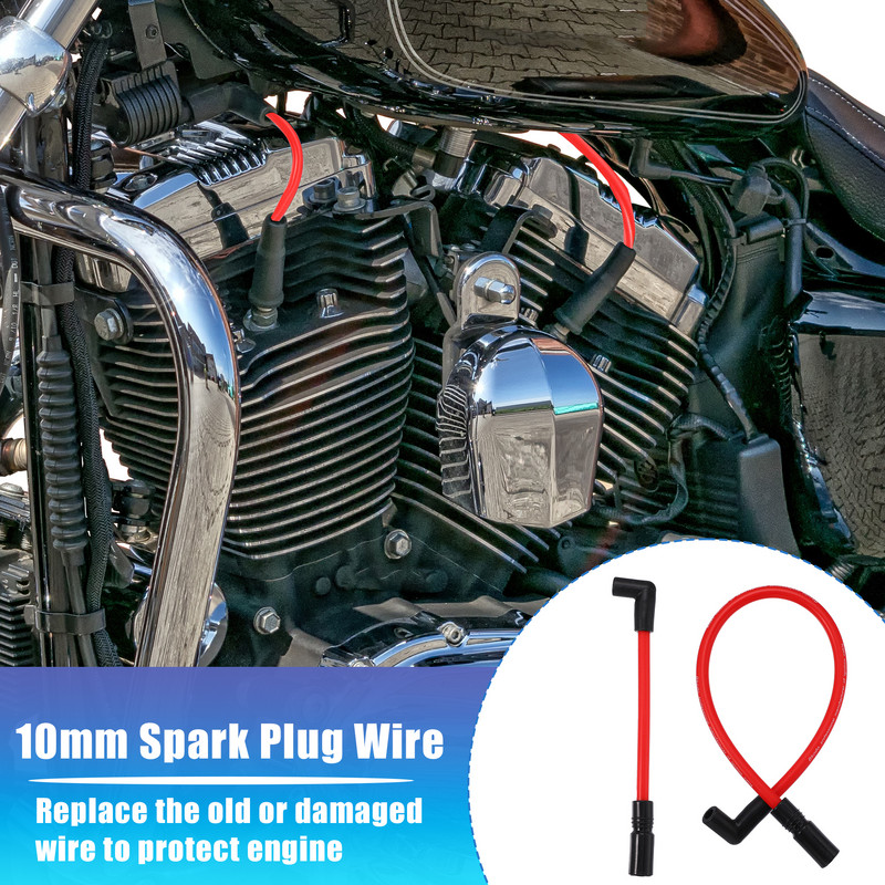 Uxcell 2 kom 10,4 mm 10 mm komplet žice za svjećice za Harley Davidson Dyna FXD Softail crvena