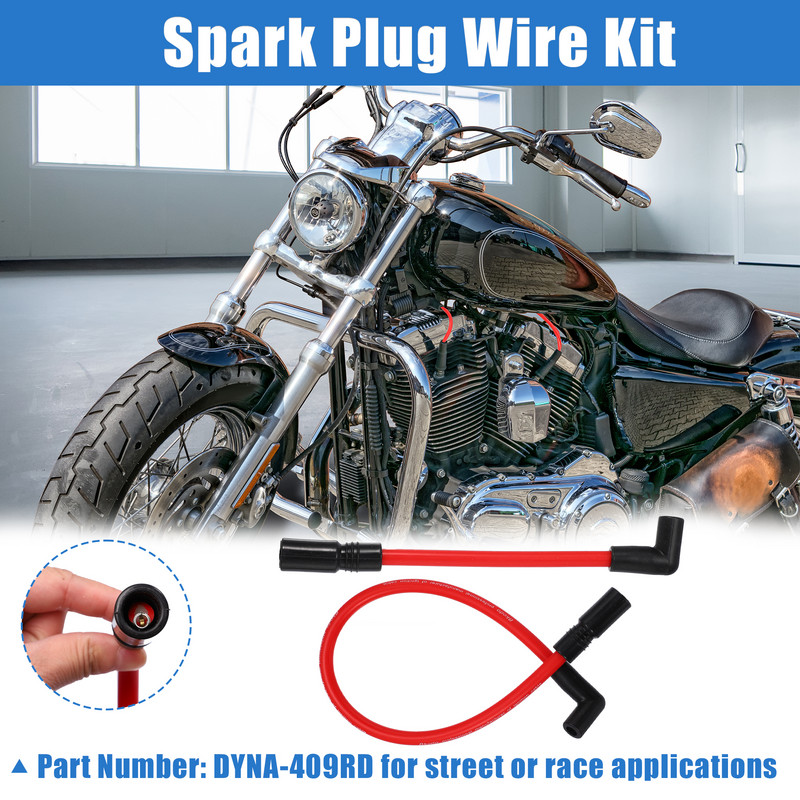 Uxcell 2 kom 10,4 mm 10 mm komplet žice za svjećice za Harley Davidson Dyna FXD Softail crvena