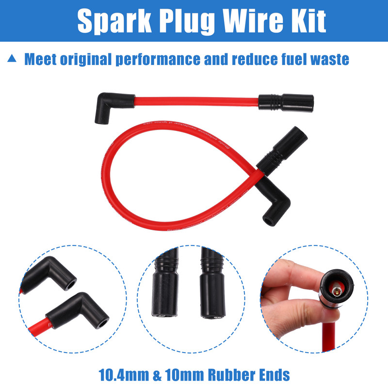 Uxcell 2 kom 10,4 mm 10 mm komplet žice za svjećice za Harley Davidson Dyna FXD Softail crvena