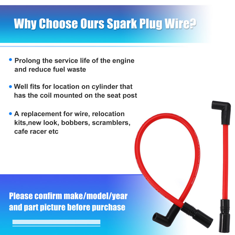 Uxcell 2 kom 10,4 mm 10 mm komplet žice za svjećice za Harley Davidson Dyna FXD Softail crvena