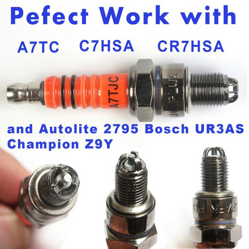 1vnt uždegimo žvakė A7TC A7TJC, 3 elektrodai GY6 50cc-125cc mopedo motoroleris keturračiai