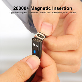 Καλώδιο ταχείας φόρτισης USLION 60W PD USB C To Type C Μικρομαγνητικό καλώδιο δεδομένων 3A Καλώδιο USB για iPhone 13 Macbook Huawei Samsung S22