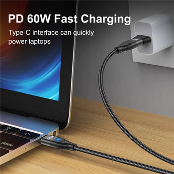 USLION 60W PD кабел за бързо зареждане USB C към тип C микромагнитен кабел за данни 3A USB кабел за iPhone 13 Macbook Huawei Samsung S22