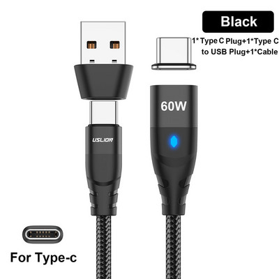 Cablu de încărcare rapid PD USLION 60W USB C la tip C Cablu de date micro magnetic 3A Cablu USB pentru iPhone 13 Macbook Huawei Samsung S22