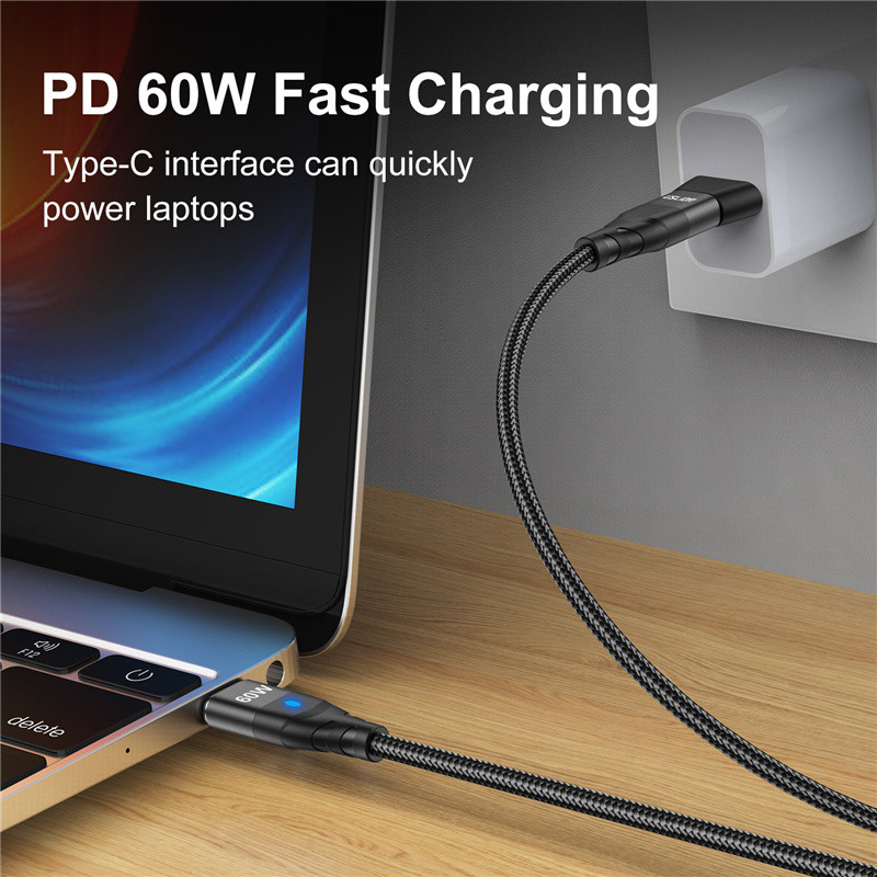 Cablu de încărcare rapid PD USLION 60W USB C la tip C Cablu de date micro magnetic 3A Cablu USB pentru iPhone 13 Macbook Huawei Samsung S22