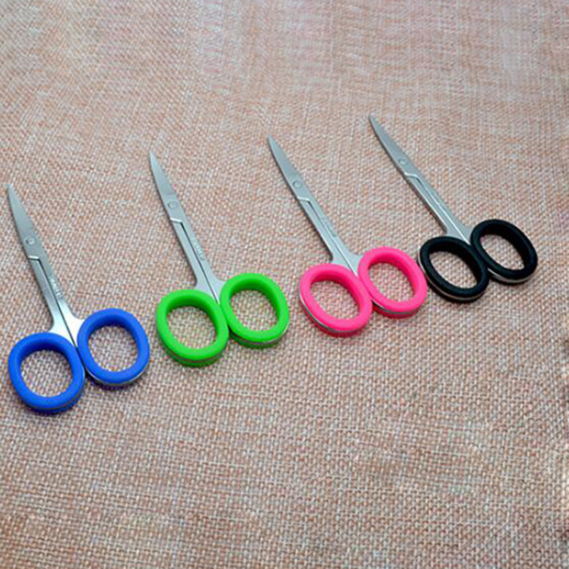 Fierbinte 1 buc Inel de silicon verde din oțel inoxidabil Curcubeu Sprâncene tăiat Instrumente de machiaj Foarfece de frumusețe Foarfece pentru cuticulă tăiată cu tifon.