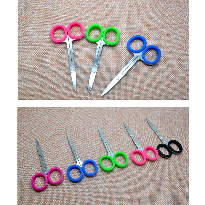 Fierbinte 1 buc Inel de silicon verde din oțel inoxidabil Curcubeu Sprâncene tăiat Instrumente de machiaj Foarfece de frumusețe Foarfece pentru cuticulă tăiată cu tifon.